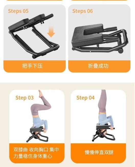 Yoga Headstand Bench, Headstand Chair Bench Stand Inversion Stool Fitness Inversion Exercise Tool, Multi-Functional Foldable Strength Training Inversion Equipment for Relaxation and Strength