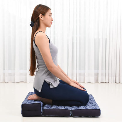 Foldable Floor Mattress – 2 in 1 Floor Meditation Mat for Yoga and Relaxation, Seating Futon with Kapok