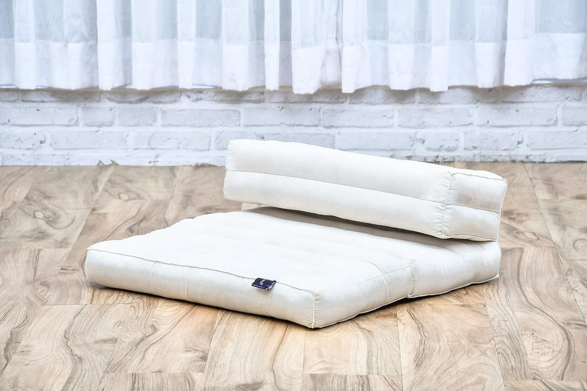 Foldable Floor Mattress – 2 in 1 Floor Meditation Mat for Yoga and Relaxation, Seating Futon with Kapok