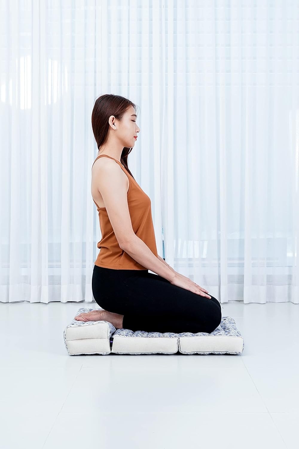 Foldable Floor Mattress – 2 in 1 Floor Meditation Mat for Yoga and Relaxation, Seating Futon with Kapok