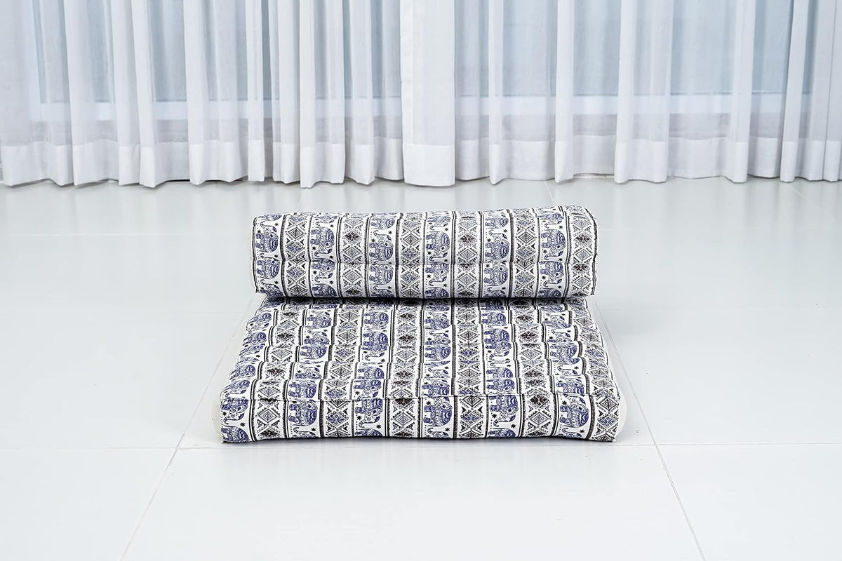 Foldable Floor Mattress – 2 in 1 Floor Meditation Mat for Yoga and Relaxation, Seating Futon with Kapok
