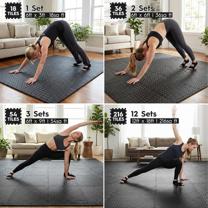 18 Pcs EVA Foam Floor Tiles, Puzzle Exercise Mat Set for Gym
