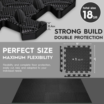 18 Pcs EVA Foam Floor Tiles, Puzzle Exercise Mat Set for Gym