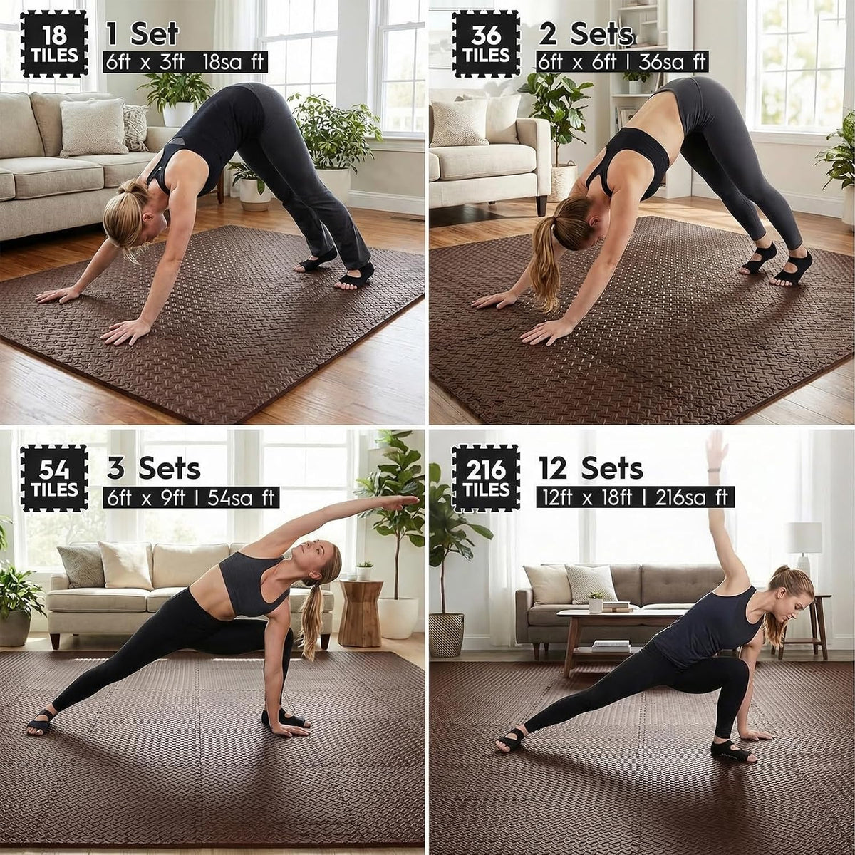 18 Pcs EVA Foam Floor Tiles, Puzzle Exercise Mat Set for Gym