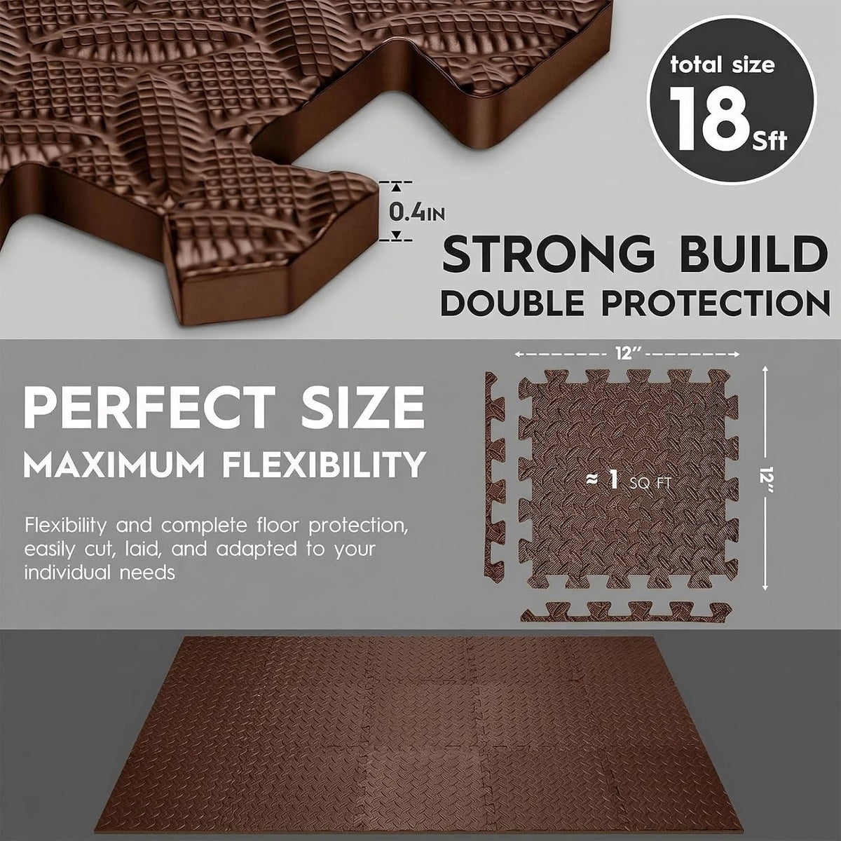 18 Pcs EVA Foam Floor Tiles, Puzzle Exercise Mat Set for Gym