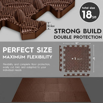 18 Pcs EVA Foam Floor Tiles, Puzzle Exercise Mat Set for Gym
