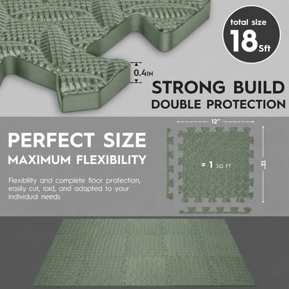 18 Pcs EVA Foam Floor Tiles, Puzzle Exercise Mat Set for Gym