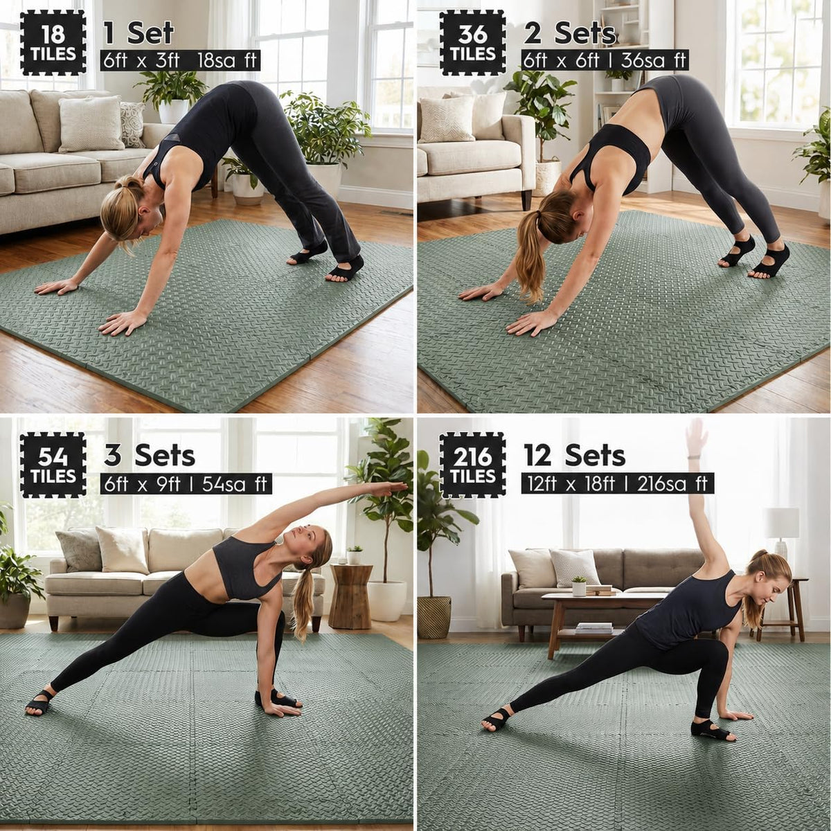 18 Pcs EVA Foam Floor Tiles, Puzzle Exercise Mat Set for Gym