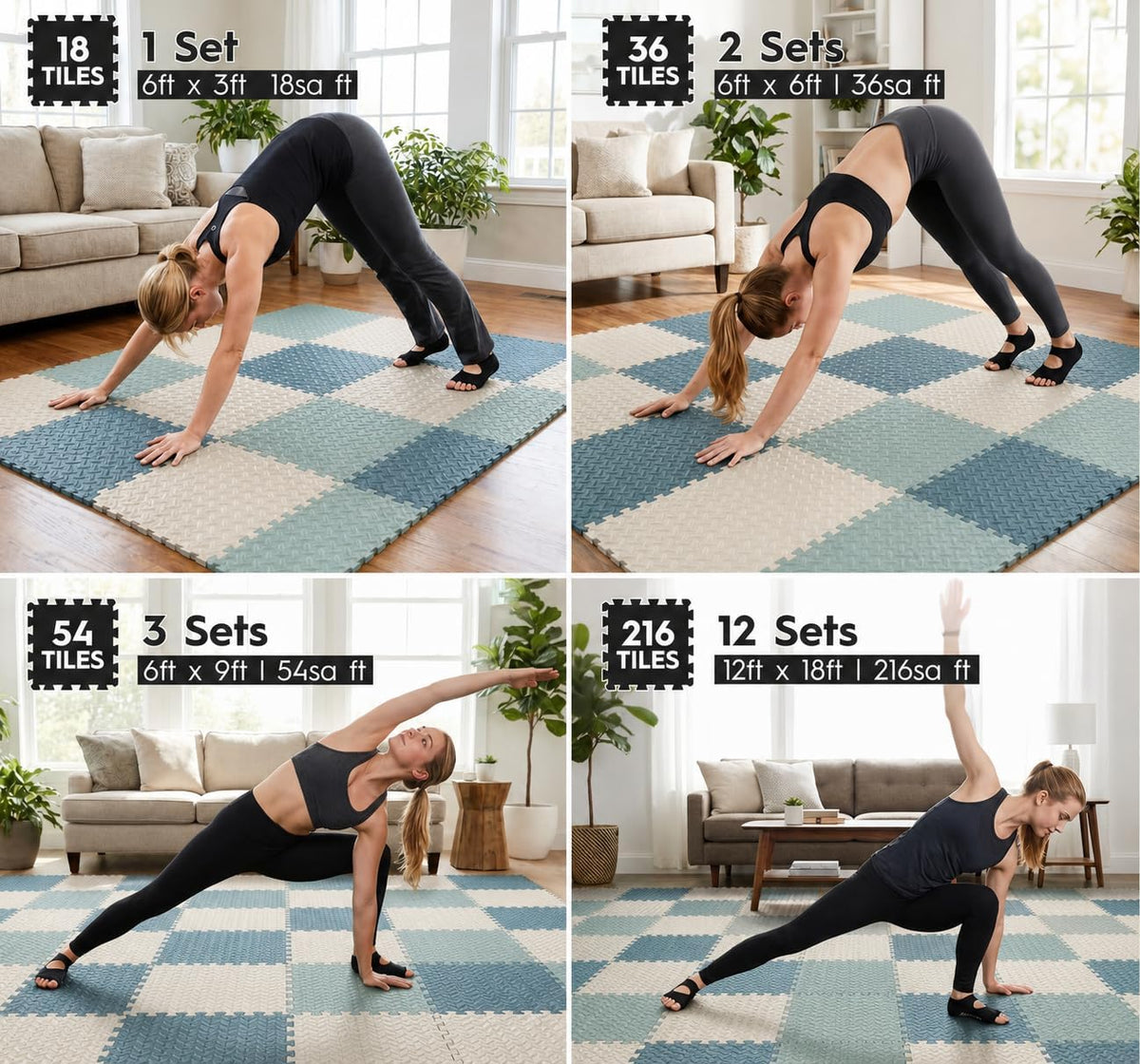 18 Pcs EVA Foam Floor Tiles, Puzzle Exercise Mat Set for Gym