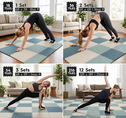 18 Pcs EVA Foam Floor Tiles, Puzzle Exercise Mat Set for Gym