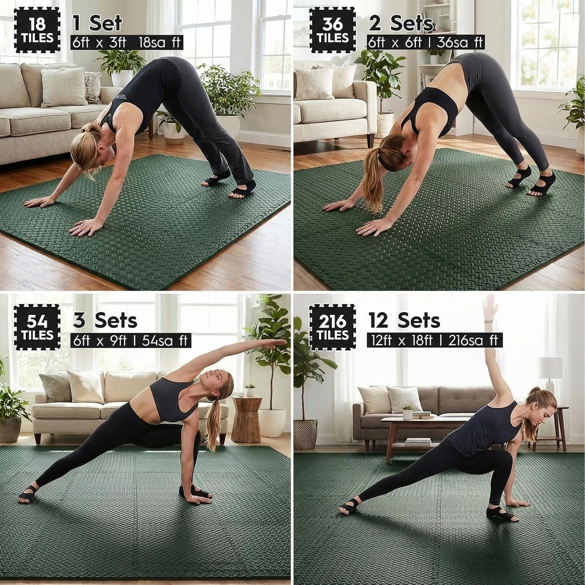 18 Pcs EVA Foam Floor Tiles, Puzzle Exercise Mat Set for Gym