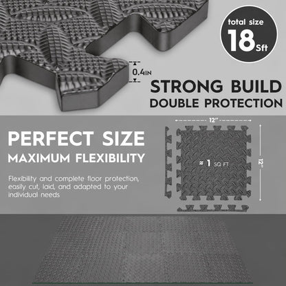 18 Pcs EVA Foam Floor Tiles, Puzzle Exercise Mat Set for Gym