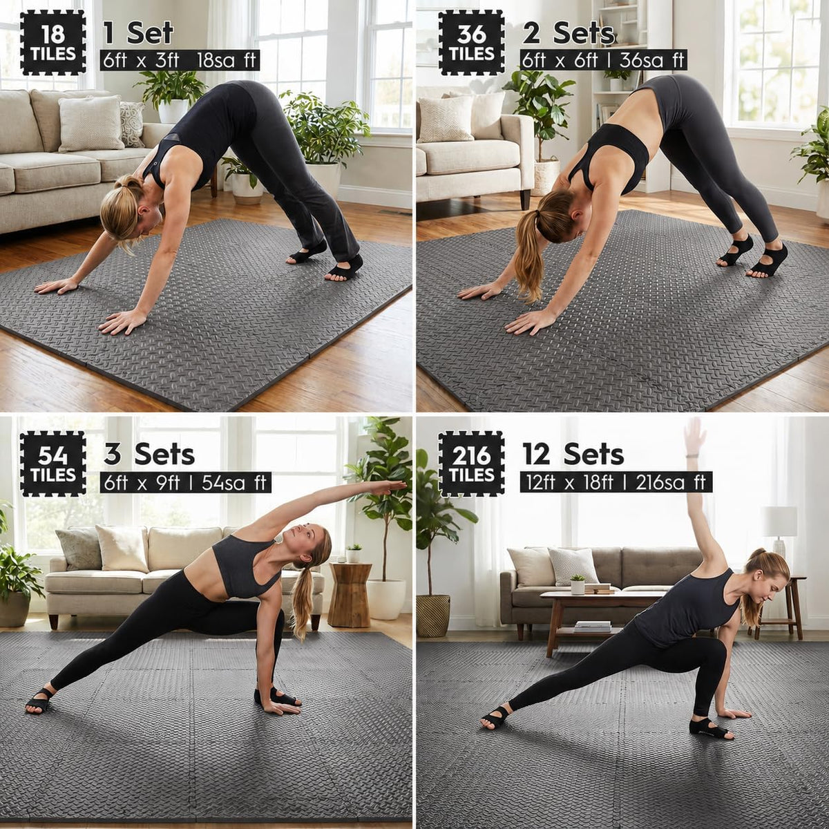 18 Pcs EVA Foam Floor Tiles, Puzzle Exercise Mat Set for Gym