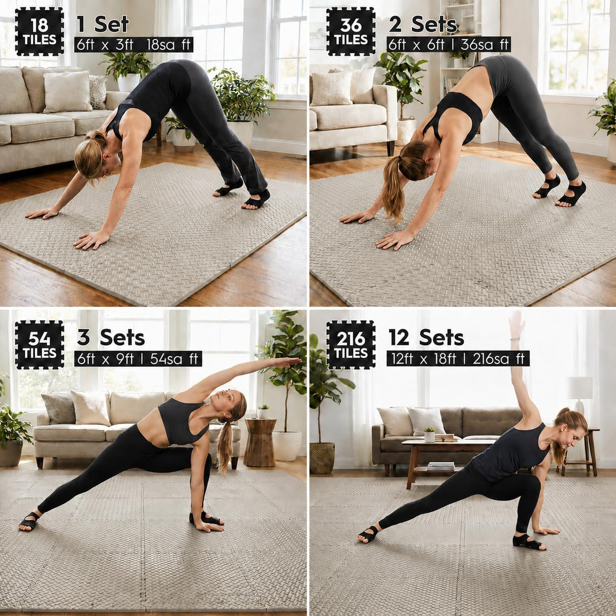18 Pcs EVA Foam Floor Tiles, Puzzle Exercise Mat Set for Gym