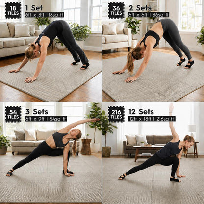 18 Pcs EVA Foam Floor Tiles, Puzzle Exercise Mat Set for Gym