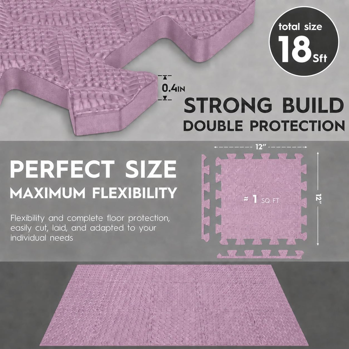 18 Pcs EVA Foam Floor Tiles, Puzzle Exercise Mat Set for Gym