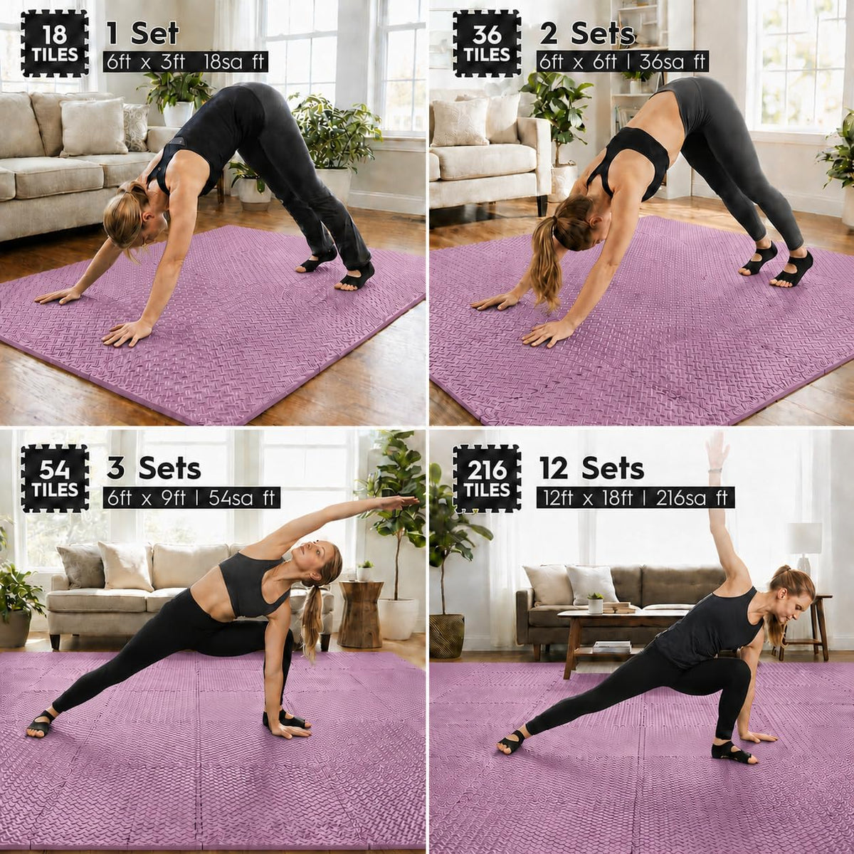 18 Pcs EVA Foam Floor Tiles, Puzzle Exercise Mat Set for Gym