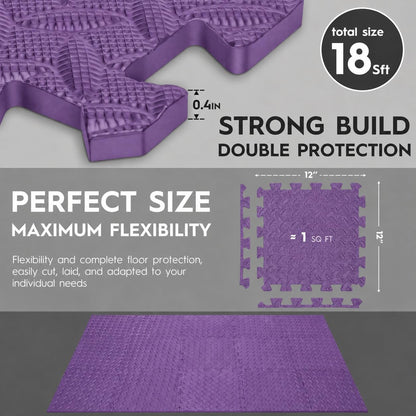 18 Pcs EVA Foam Floor Tiles, Puzzle Exercise Mat Set for Gym