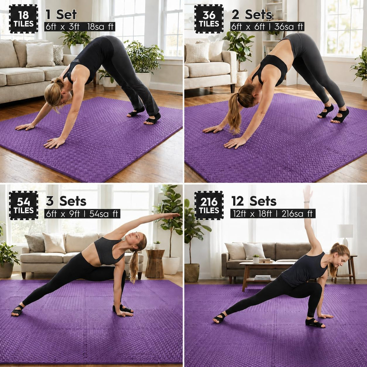 18 Pcs EVA Foam Floor Tiles, Puzzle Exercise Mat Set for Gym
