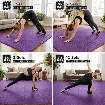 18 Pcs EVA Foam Floor Tiles, Puzzle Exercise Mat Set for Gym