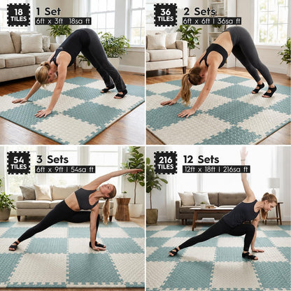 18 Pcs EVA Foam Floor Tiles, Puzzle Exercise Mat Set for Gym