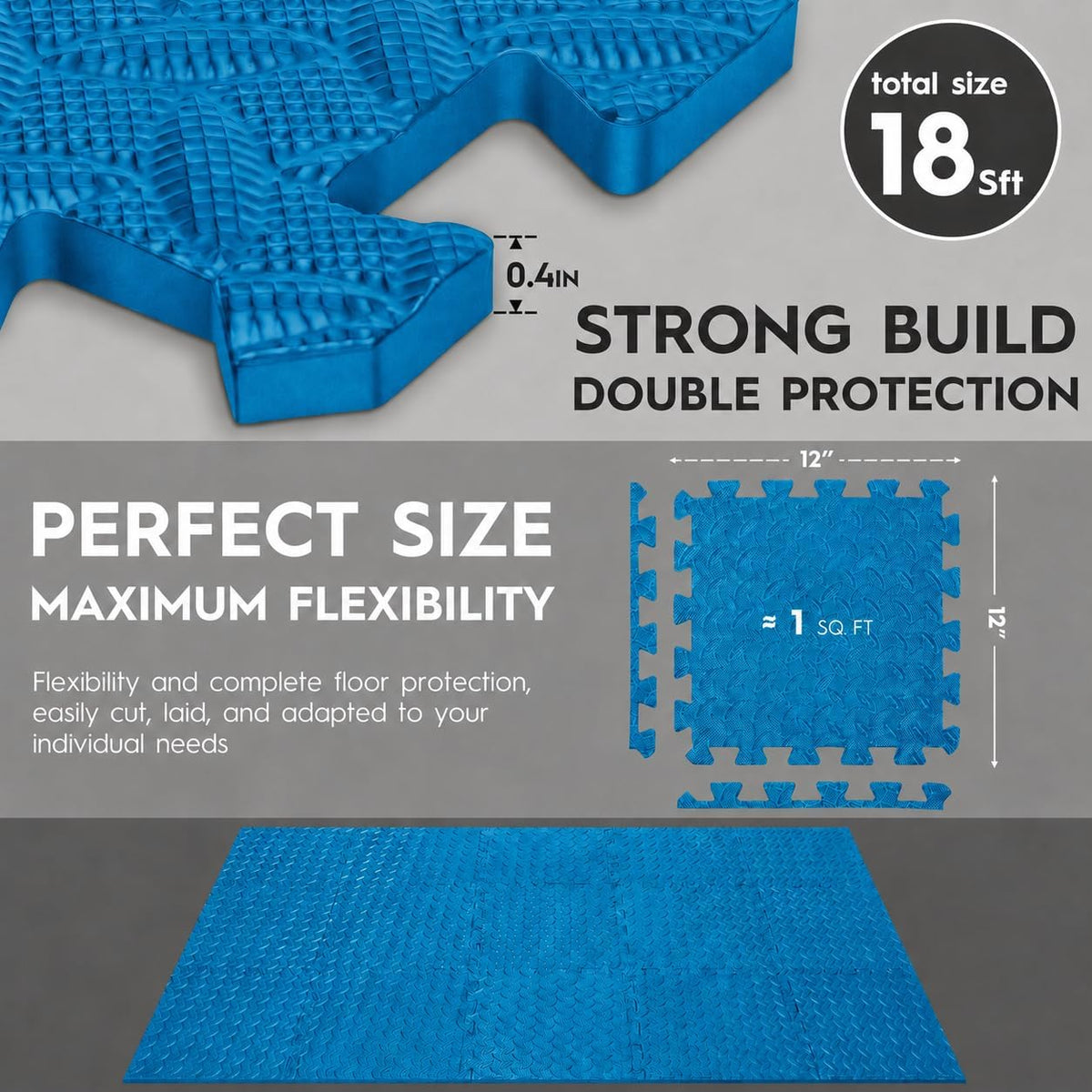 18 Pcs EVA Foam Floor Tiles, Puzzle Exercise Mat Set for Gym