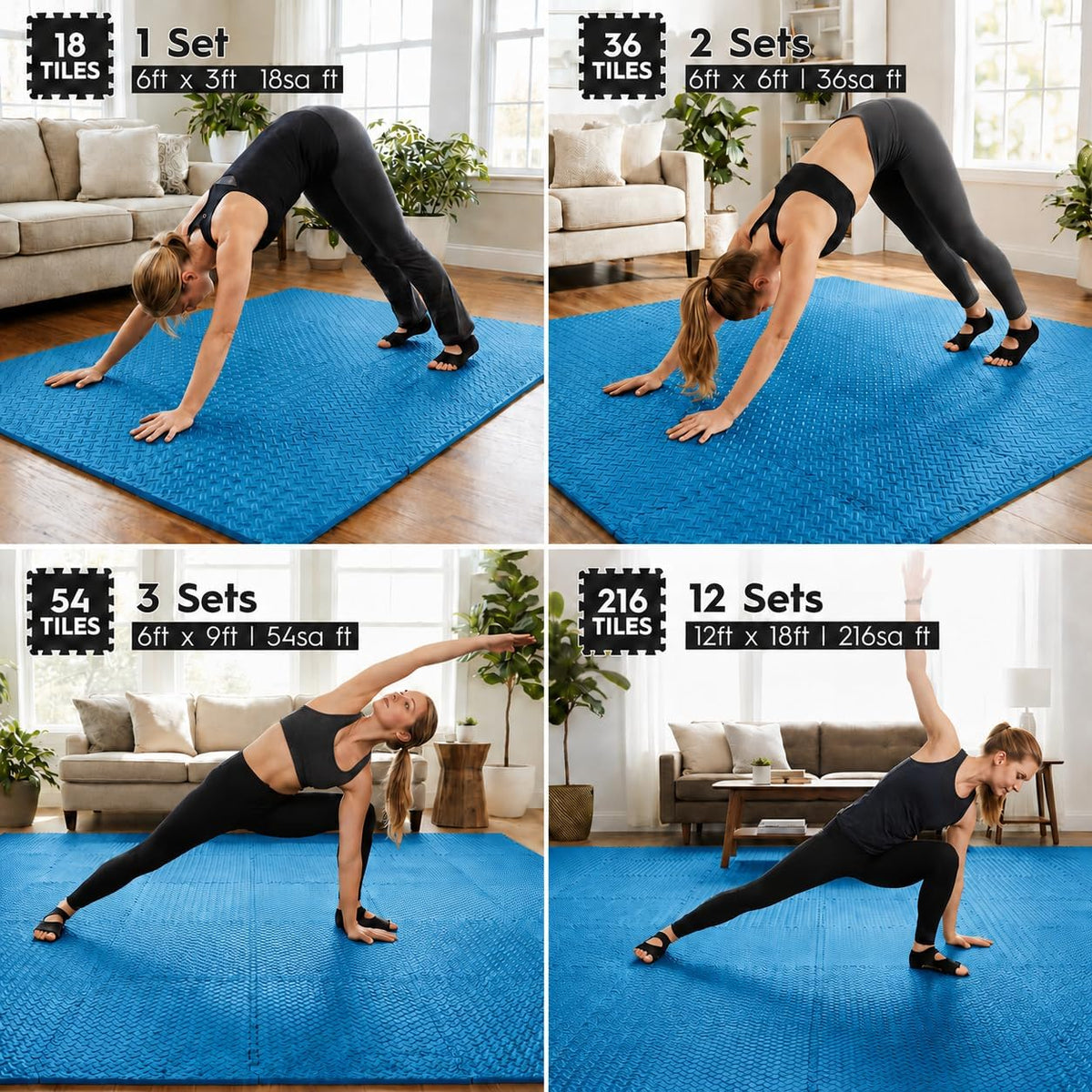 18 Pcs EVA Foam Floor Tiles, Puzzle Exercise Mat Set for Gym