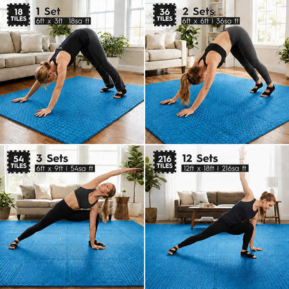 18 Pcs EVA Foam Floor Tiles, Puzzle Exercise Mat Set for Gym