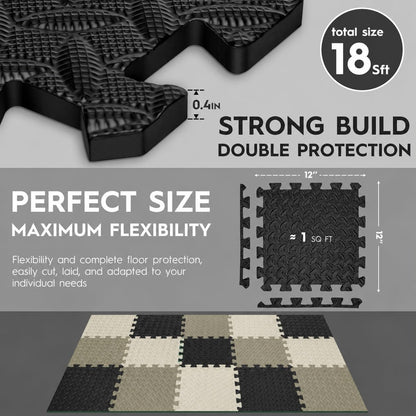 18 Pcs EVA Foam Floor Tiles, Puzzle Exercise Mat Set for Gym