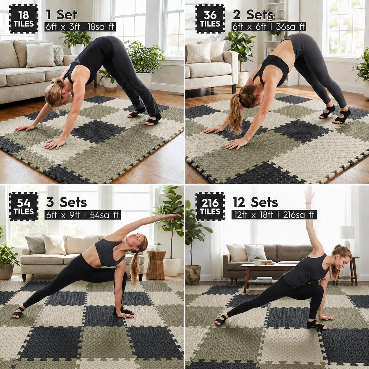18 Pcs EVA Foam Floor Tiles, Puzzle Exercise Mat Set for Gym