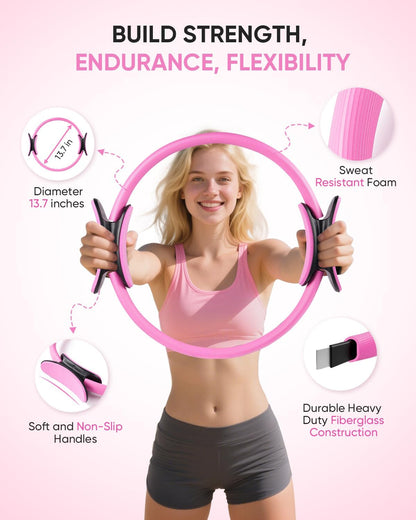 Home Pilates Kit, Pilates Essentials Kit for Women, Pilates Equipment Set with Pilates Ring, Resistance Bands & Accessories, Guides, Pilates Ring and Ball Set for Starters Home Workouts