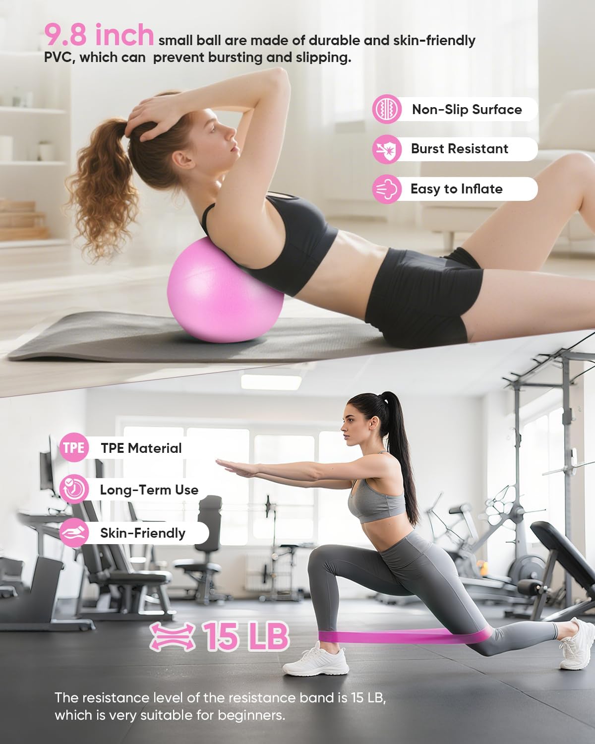 Home Pilates Kit, Pilates Essentials Kit for Women, Pilates Equipment Set with Pilates Ring, Resistance Bands & Accessories, Guides, Pilates Ring and Ball Set for Starters Home Workouts