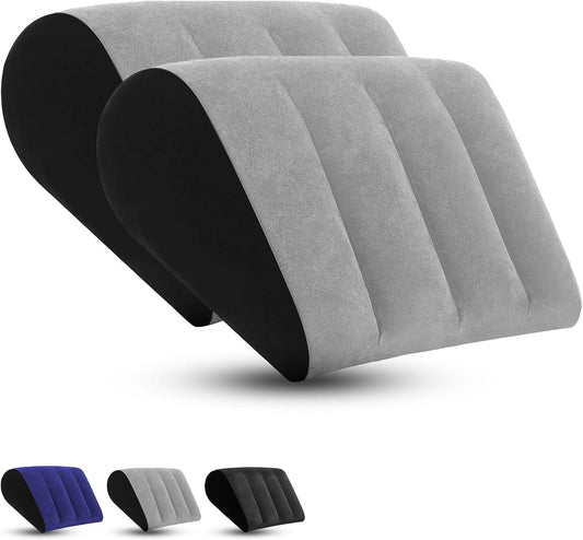 Portable Inflatable Wedge Pillow Cushion - 2 Pack Body Positioners Foldable Wedge Pillow for Sleeping,Back,Travel,Bed,Leg Elevation with Fast Inflation Deflation(Grey)