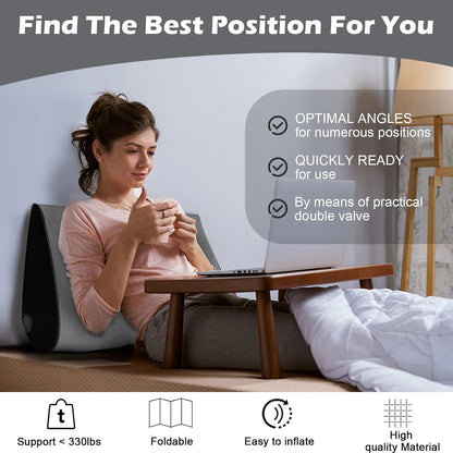 Portable Inflatable Wedge Pillow Cushion - 2 Pack Body Positioners Foldable Wedge Pillow for Sleeping,Back,Travel,Bed,Leg Elevation with Fast Inflation Deflation(Grey)