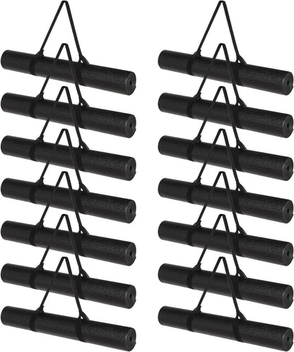 20 Pieces Exercise Yoga Mat Workout Mat with Strap 68 x 24 Inch Fitness Gym Mat Yoga Mat Non Slip for Women Men Gym Home Supplies(Black)