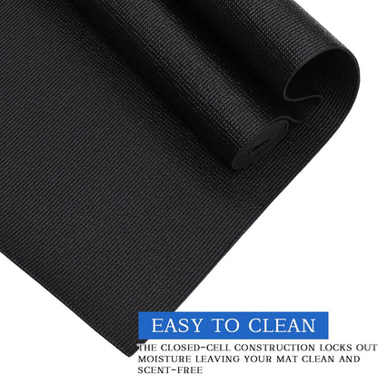 20 Pieces Exercise Yoga Mat Workout Mat with Strap 68 x 24 Inch Fitness Gym Mat Yoga Mat Non Slip for Women Men Gym Home Supplies(Black)