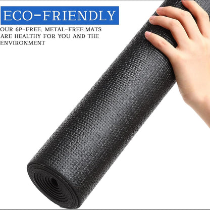 20 Pieces Exercise Yoga Mat Workout Mat with Strap 68 x 24 Inch Fitness Gym Mat Yoga Mat Non Slip for Women Men Gym Home Supplies(Black)