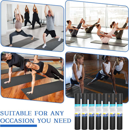 20 Pieces Exercise Yoga Mat Workout Mat with Strap 68 x 24 Inch Fitness Gym Mat Yoga Mat Non Slip for Women Men Gym Home Supplies(Black)