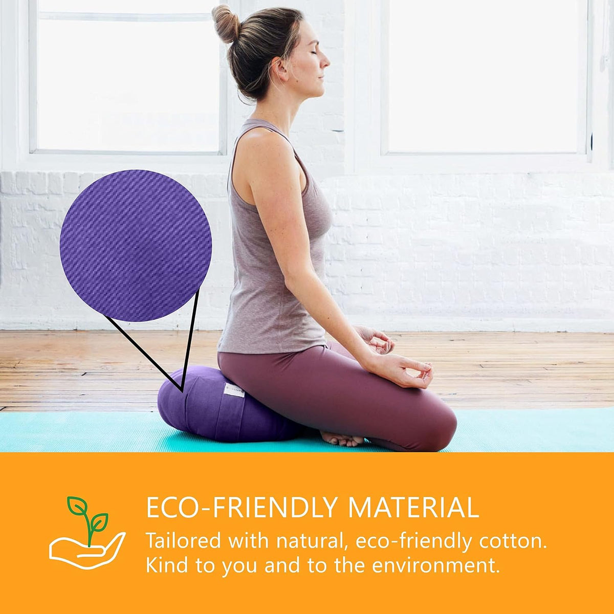 Zafu Meditation Cushion Floor Pouf 100% Cotton 28" x 10"