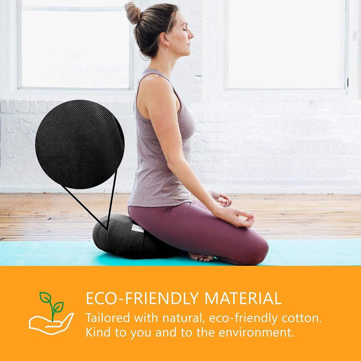 Zafu Meditation Cushion Floor Pouf 100% Cotton 28" x 10"
