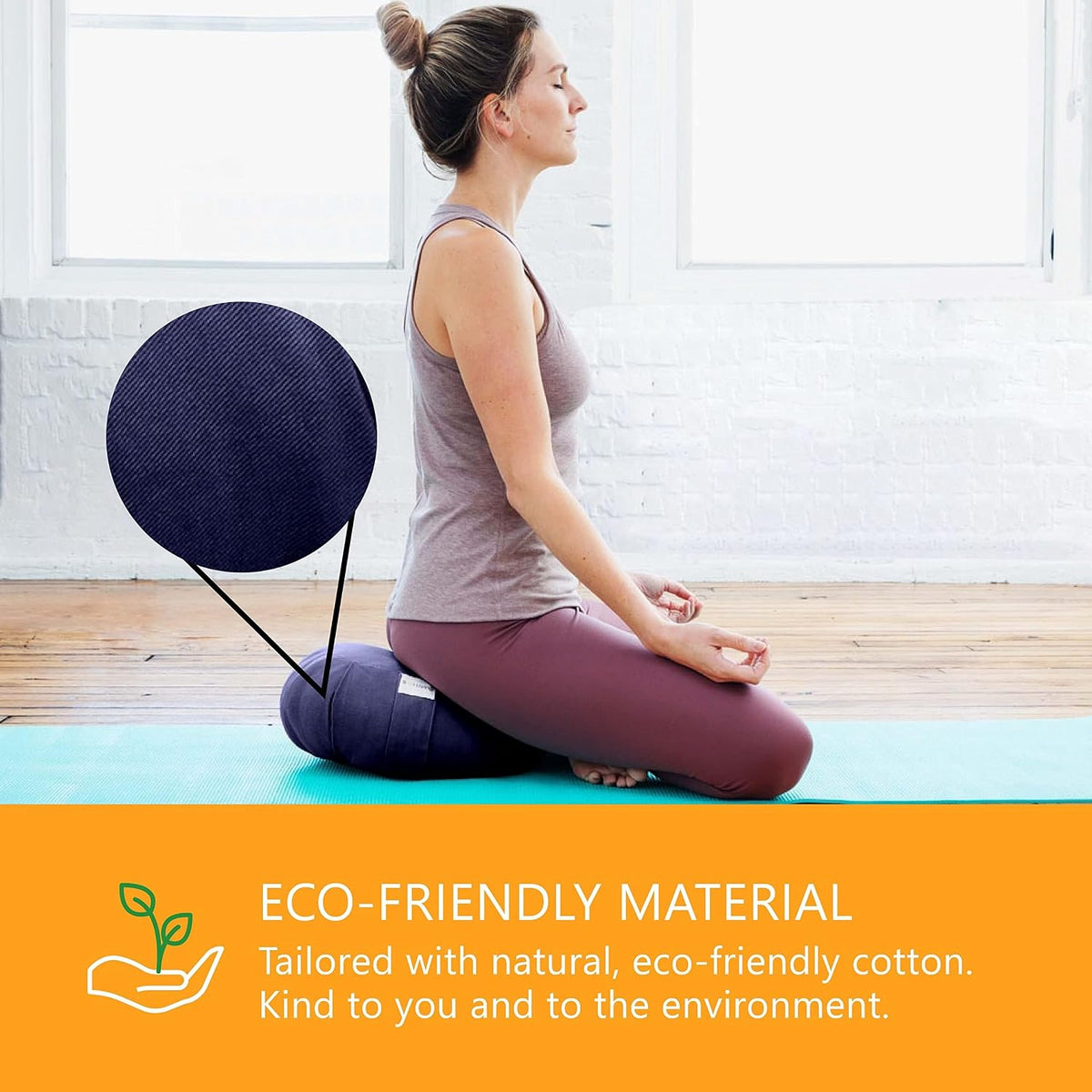 Zafu Meditation Cushion Floor Pouf 100% Cotton 28" x 10"