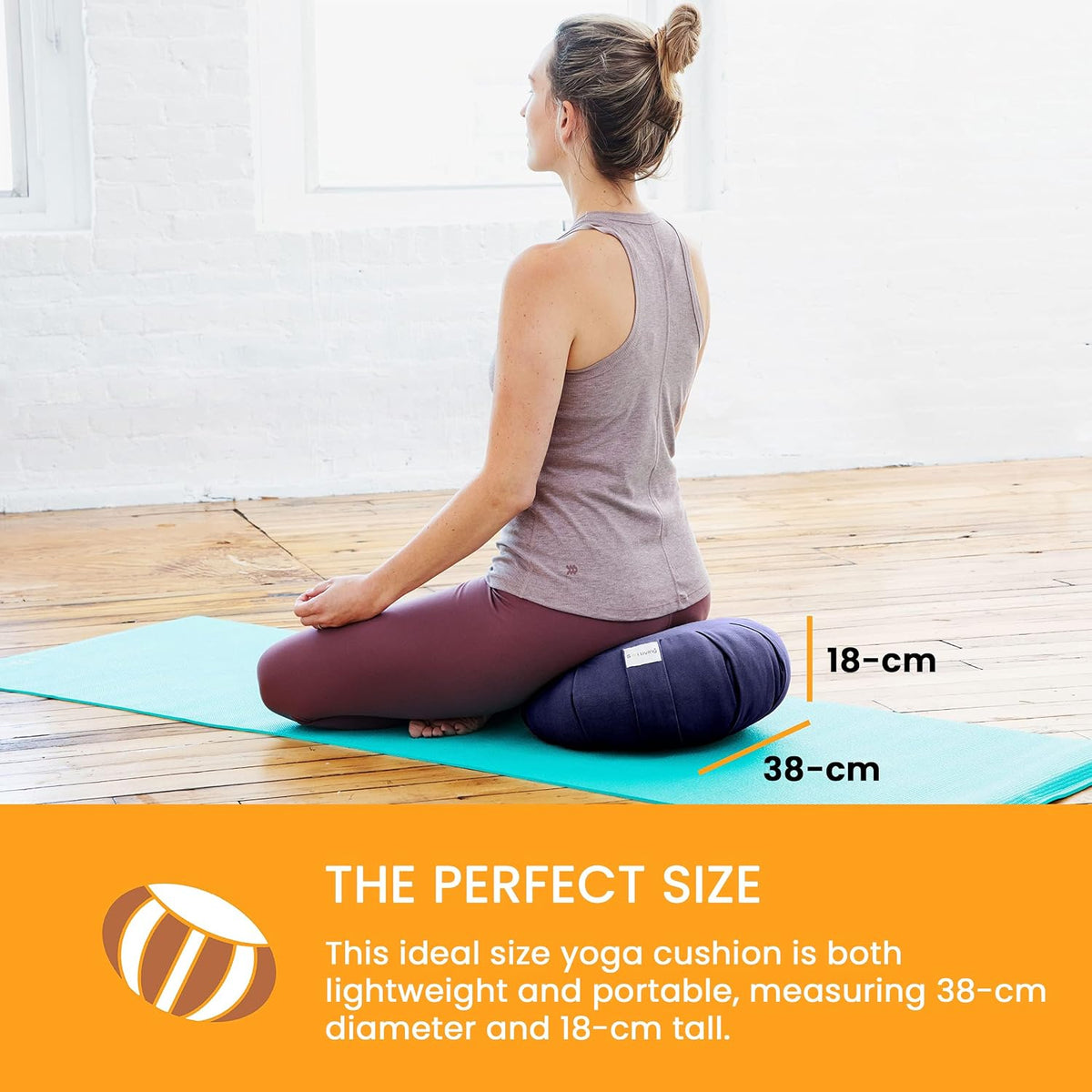 Zafu Meditation Cushion Floor Pouf 100% Cotton 28" x 10"