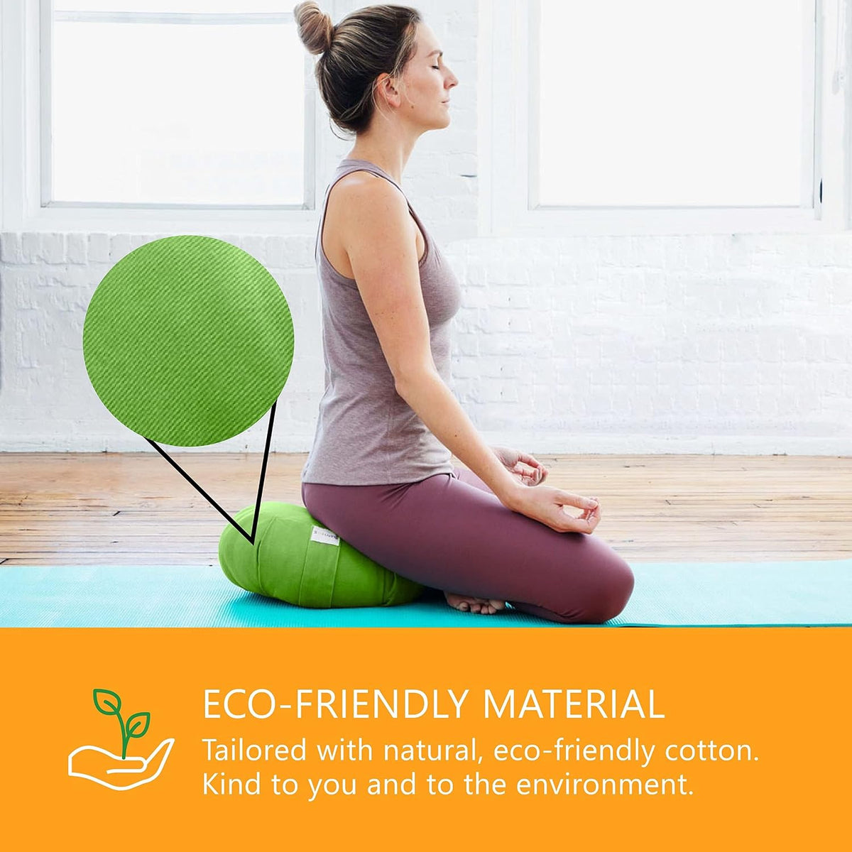 Zafu Meditation Cushion Floor Pouf 100% Cotton 28" x 10"