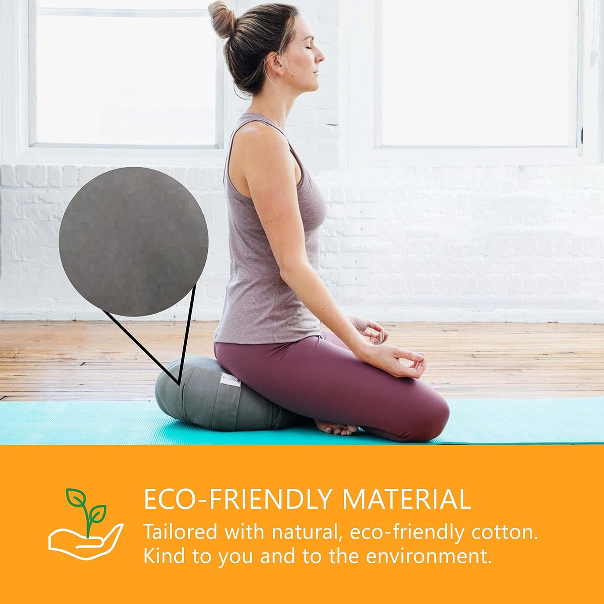 Zafu Meditation Cushion Floor Pouf 100% Cotton 28" x 10"