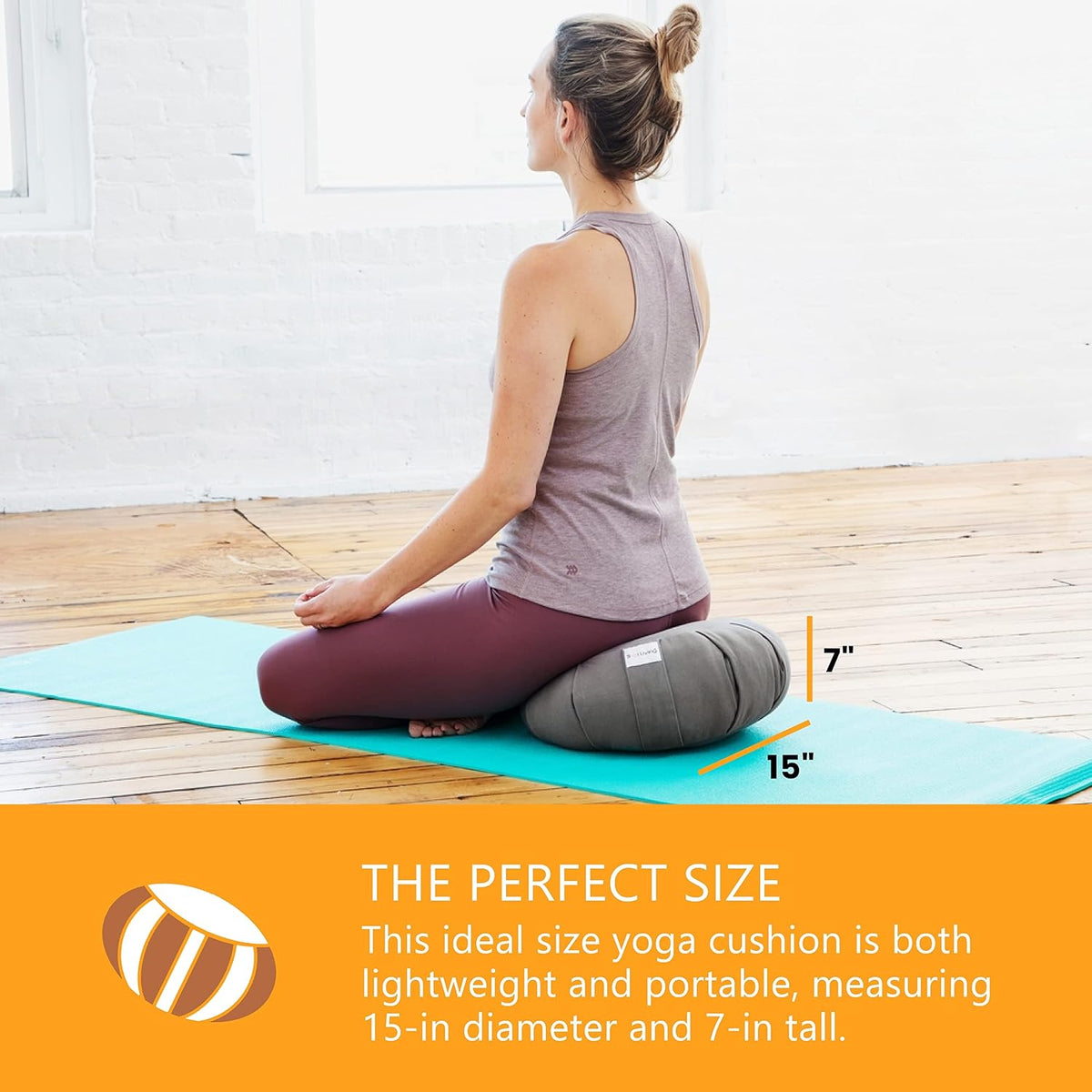 Zafu Meditation Cushion Floor Pouf 100% Cotton 28" x 10"
