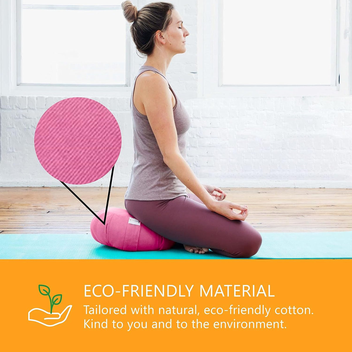 Zafu Meditation Cushion Floor Pouf 100% Cotton 28" x 10"