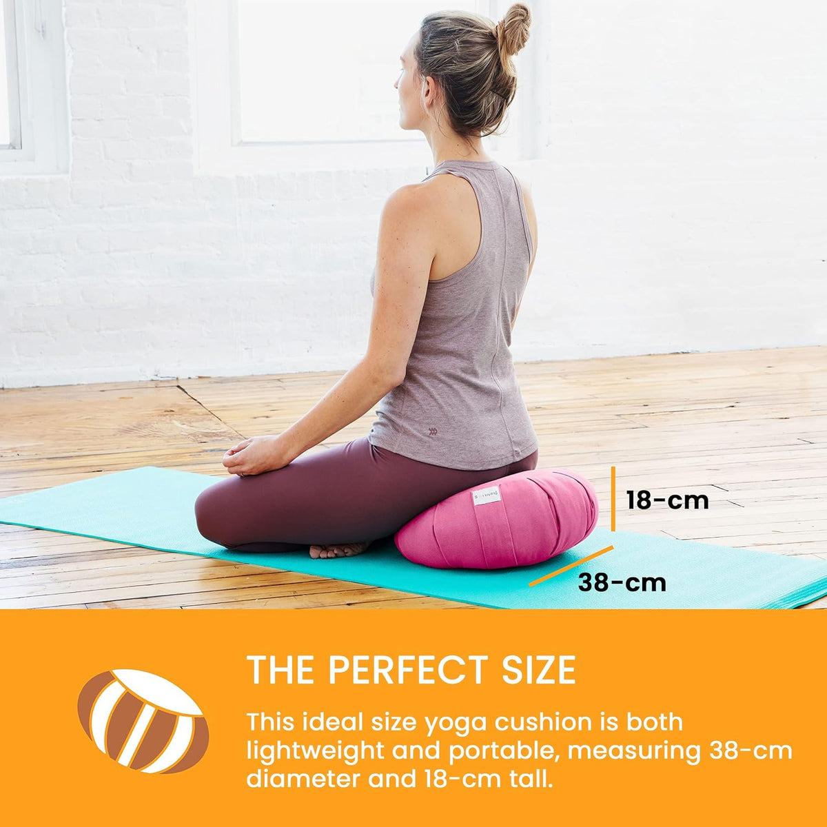 Zafu Meditation Cushion Floor Pouf 100% Cotton 28" x 10"