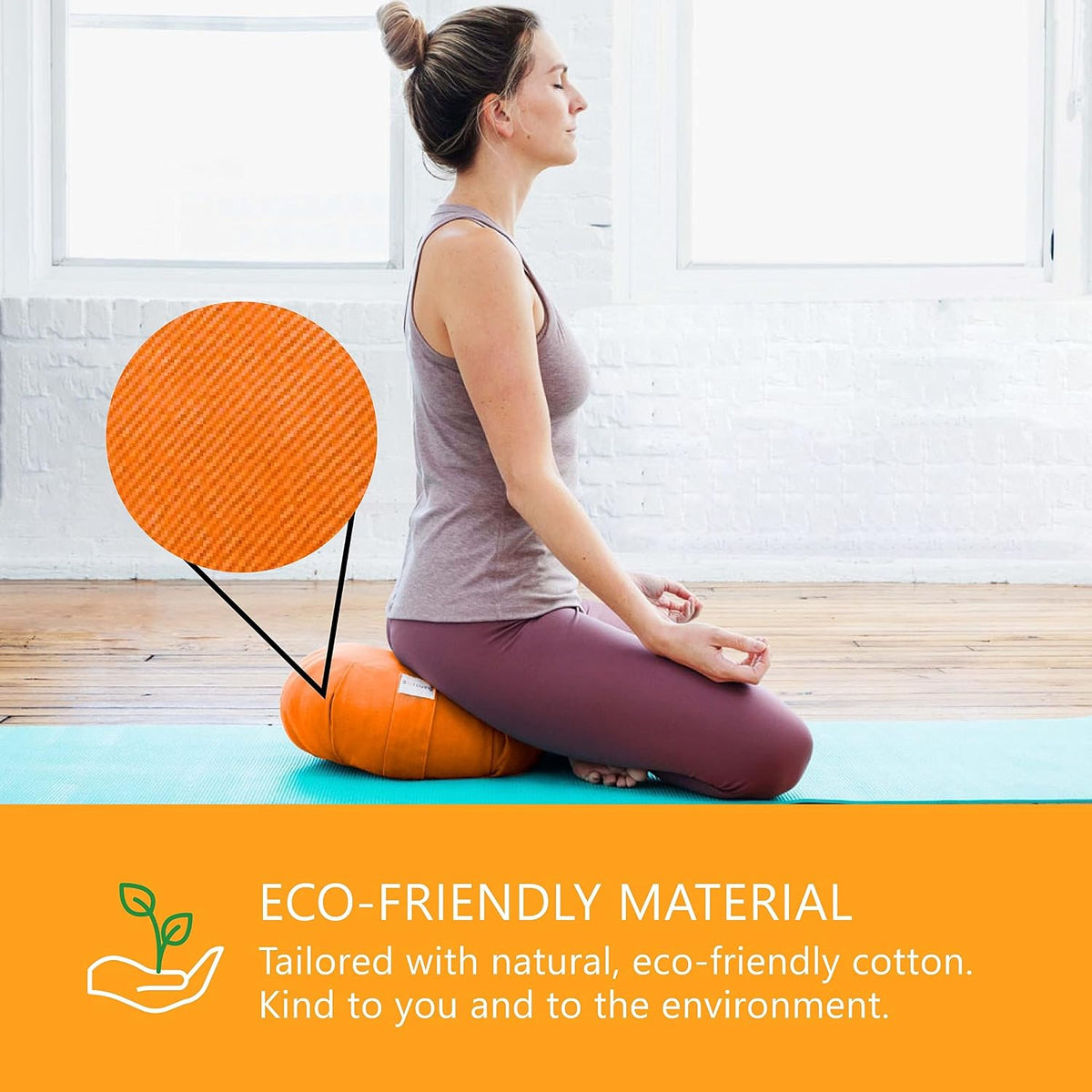 Zafu Meditation Cushion Floor Pouf 100% Cotton 28" x 10"
