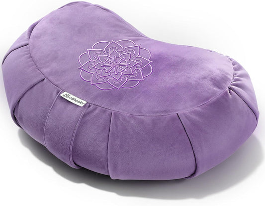 Premium Crescent Meditation Cushion, Buckwheat Yoga Bolster Pillow