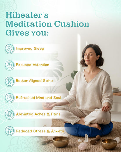 Premium Crescent Meditation Cushion, Buckwheat Yoga Bolster Pillow